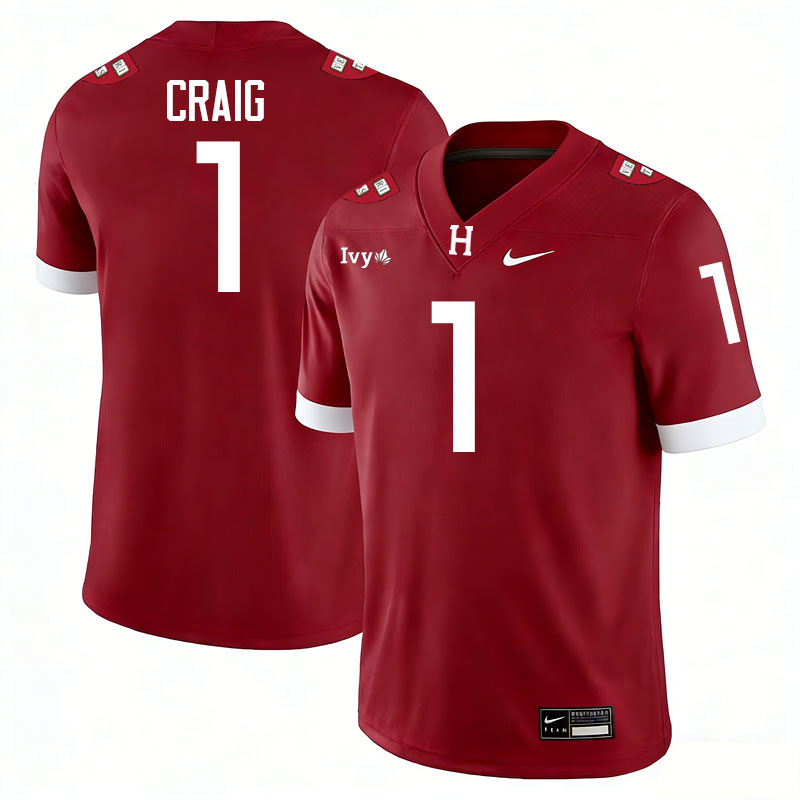Harvard Crimson #1 Jaden Craig College Football Jerseys,Uniforms Stitched-Crimson